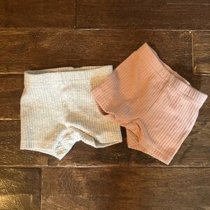 Ribbed Knit Shorts Set in Gray and Pink Organic cotton- Set of 2